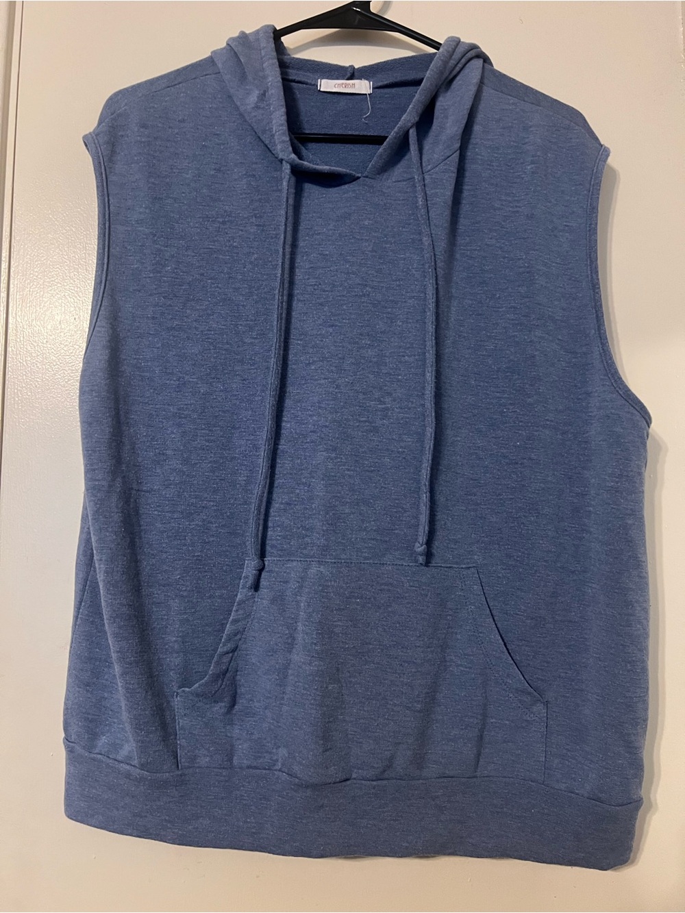 Cherish Sleeveless Hoodie Tank Top in Heather Blue